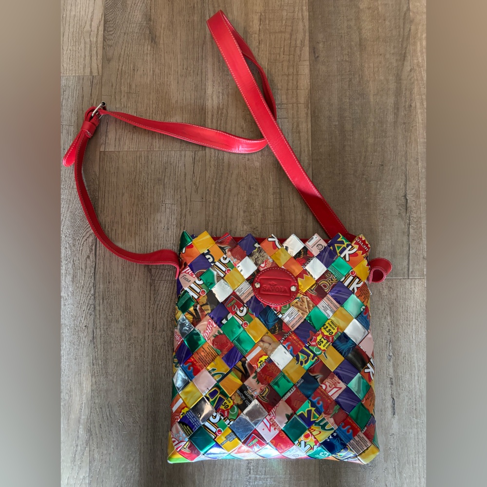 Colorful Woven Candy Wrapper Crossbody Bag